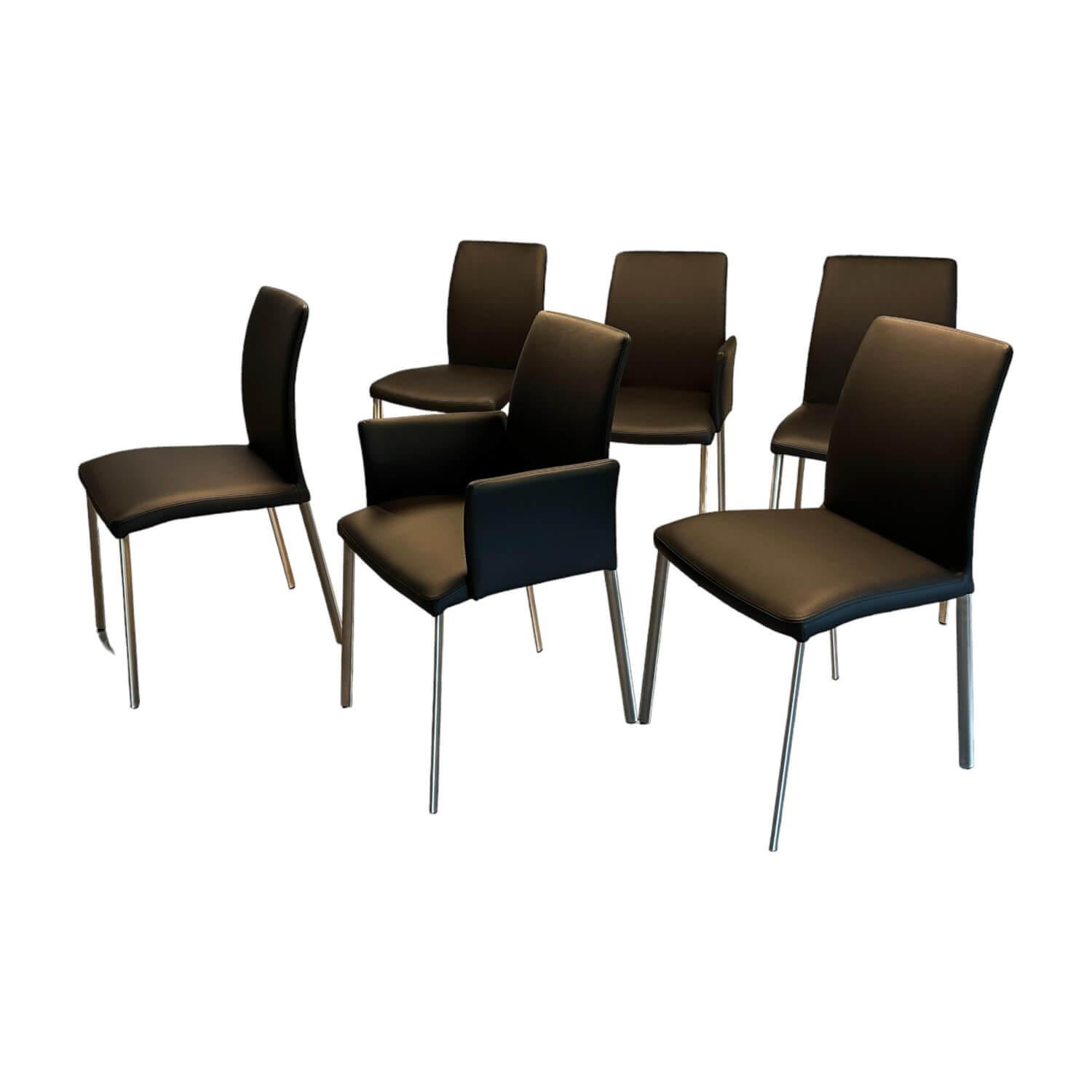 6er-Set Stuhl Oscar Leder Nature Smog Toledo Nero Schwarz Ovalruhr Fuß Edelstahl... 6er-Set Stuhl Oscar Leder Nature Smog Toledo Nero Schwarz Ovalruhr Fuß Edelstahl... von Lavida