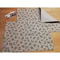 2 Er Set Tischset Oliven Wendbar Platzset Platzdeckchen Stoff Natur Doppellagig Olivenbaum von Lavietido