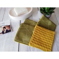 4Er Set Abschminkpads Waschpads Baumwolle Waffelpique Pusteblume Gelb von Lavietido