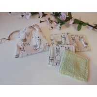 4Er Set Abschminkpads Waschpads Mit Passendem Säckchen Aufbewahrungstäschchen Lama Alpaka von Lavietido