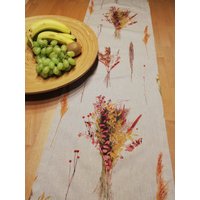 Tischläufer Tischdecke Natur Trockenblumen Blumen Floral von Lavietido