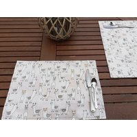 Tischset Platzdeckchen Stoff Lama Alpaka Wendbar von Lavietido