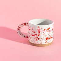 Rosa Und Rot Splatter-Muster Auf Weißer Tasse Mit Henkel-Tasse Aus Steinzeug Geburtstagsgeschenk Für Tee-Kaffee-Liebhaber Sie Ihn von LaviniasTeaParty