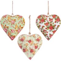 Set Von 3 Vintage Floral Herzförmige Kugeln Rot Weiß Rosa Grün Eisen Weihnachtsdekoration Hängen Für Weihnachtsbaum Ornament Neuheit Geschenk von LaviniasTeaParty