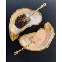 Austernsalz Und Pfefferset Mit Goldenen Löffeln Jubiläumsgeschenk Housewarminggeschenk Vergoldetes Einzigartiges Hochzeitsgeschenk von Lavisainte