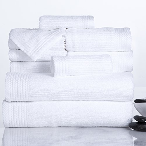Lavish Home, Weiß, Handtuch-Set, gerippt, 100% Baumwolle, 10-teilig, 17"x54"x0.25" von Lavish Home