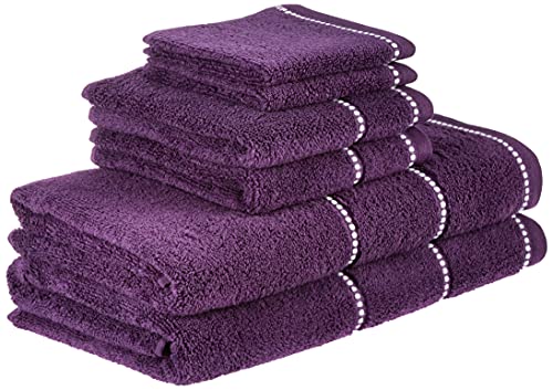 Lavish Home 67-0024-E Luxury Cotton Set-Quick Dry, 2 Hand Towels and 2 Washcloths by (Eggplant/White) von Lavish Home