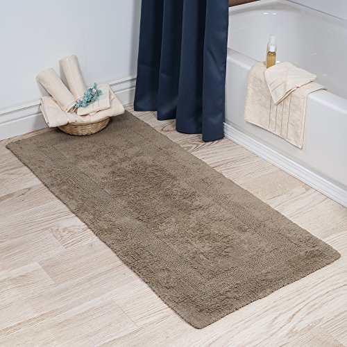 Lavish Home Badematte, Plüsch-Baumwolle, maschinenwaschbar, für Badezimmer, Küche oder Waschküche, 152,4 x 61 cm, Taupe von Lavish Home