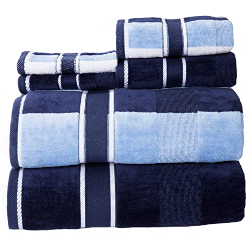 Lavish Home Oakville Handtuch-Set, 100% Baumwolle, Velours, 6-teilig, Marineblau von Lavish Home