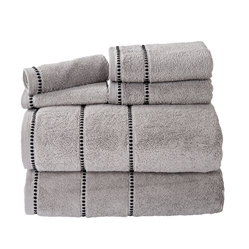 Lavish Home Luxury Cotton Towel Set- Quick Dry, Zero Twist and Soft 6 Piece Set with 2 Bath Towels, 2 Hand Towels and 2 Washcloths by (Silver/Black) von Lavish Home