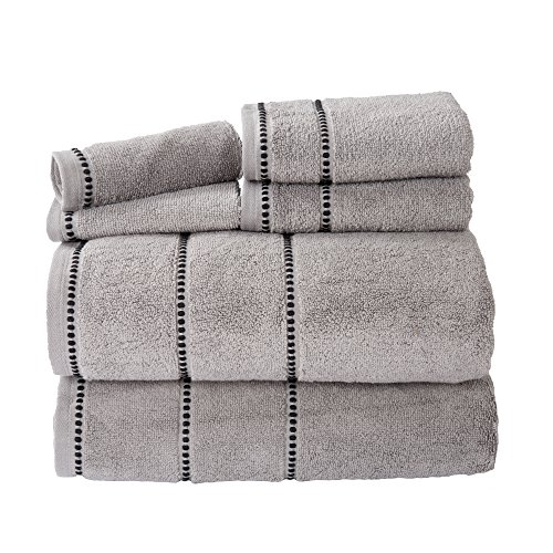 Lavish Home 67-0024-S Handtuch-Set, schnell trocknend, 100% Baumwolle, Zero Twist, 6-teilig, silberfarben, Silber, 30,5 x 30,5 cm, 6 von Lavish Home