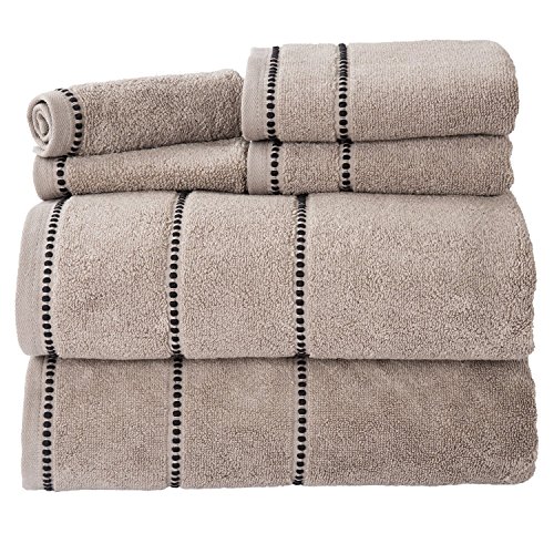 Lavish Home Taupe Luxuriöses Baumwoll, schnell trocknend, kein Verdrehen und weich, 6-teiliges Set mit 2 Badetüchern, 2 Handtüchern und 2 Waschlappen Schwarz, 12" x 12" von Lavish Home