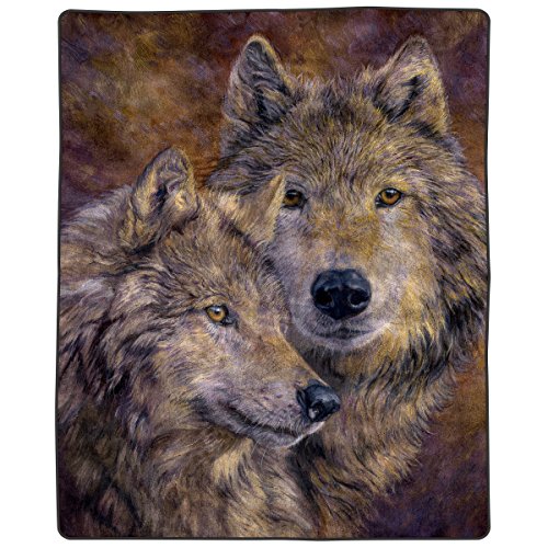 Lavish Home Wolf-Decke – 203,2 x 233,7 cm, Bedruckt, Plüsch, dick, 3,6 kg, Kunstnerz, Queen-Überwurf, Decke für Couch, Sofa oder Bett von Lavish Home