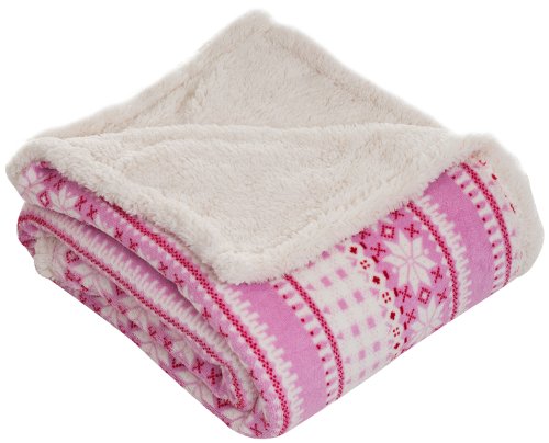 Home Pink Lavish Fleece Sherpa Decke Überwurf Schneeflocken 127 x 152,4 cm von Lavish Home