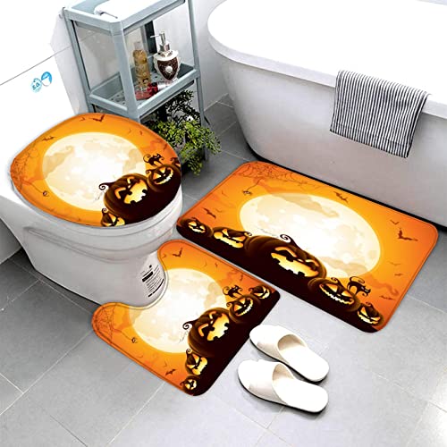 Lavnox Halloween Badematten 3 Teilig Set Kürbis rutschfest Saugfähiger Badezimmerteppich, U-förmiger Kontur Teppich, WC-Deckel Waschbar Duschvorleger Badaccessoires 40x60cm Lavnox Halloween Badematten 3 Teilig Set Kürbis rutschfest Saugfähiger Badezimmerteppich, U-förmiger Kontur Teppich, WC-Deckel Waschbar Duschvorleger Badaccessoires 40x60cm von Lavnox