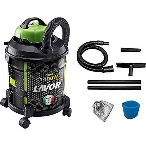 Lavor Joker 1400 S Staubsauger, Fassungsvermögen 20 l, Tank aus Metall, 18 kPa, 1400 Watt max, Flexschlauch 1,5 m, 2 starre Schläuche, Flache Düse, Bodendüse Basis von LAVOR