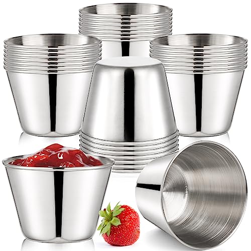 Lawei 30 Stück 45 ml Edelstahl Saucenschälchen Saucenbecher, Edelstahl Kleine Schalen Gewürzauflaufförmchen, Dipbecher, Portionsbecher Mini Schüsseln für Saucen, Dips, Snacks von Lawei