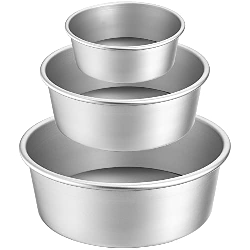 Lawei 3er-set Kuchenform Runde - Ø 10/15/20 cm, Aluminium Backform Kuchenbackform Antihaftbeschichtung Obstkuchenform mit Abnehmbar Boden für Torte von Lawei