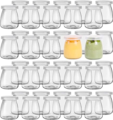 Lawei 40 Stück Joghurtgläser mit Deckel 150ml Glas Gläser, Ersatz Pudding-Joghurt-Gläser, Weckgläser Glas Einweckgläser Tulpenglas für Marmeladen, Gelees, Honig, Desserts, Milch von Lawei