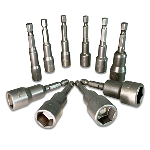 10 Stück 6-15mm Magnetic Steckschlüssel Set Sockeladapter, 1/4" Shank Sechskant Steckschlüssel AdapterStecknussadapter Werkzeug von Lawen Creative