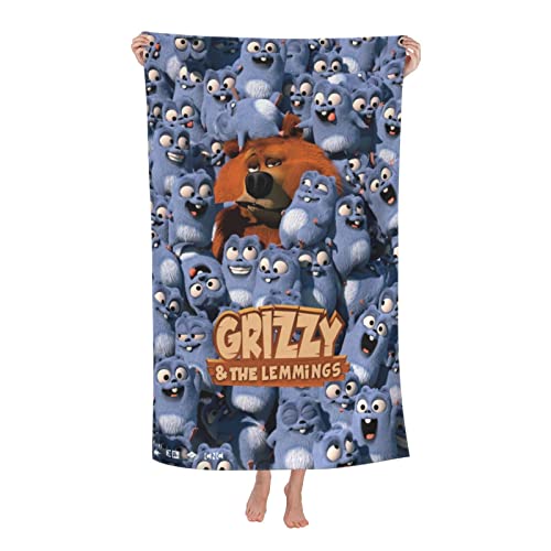 Badetuch für Grizzy und die Lemminge Cartoon Fashion Camping Handtücher, schnell trocknend super saugfähiges weiches Handtuch 32 x 52 Zoll Mikrofasertuch von Lawenp