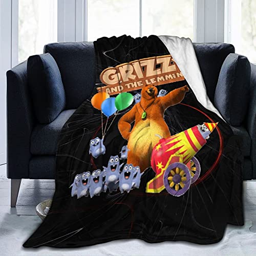 Decke für Grizzy und die Lemminge, ultraweicher Mikro-Fleece-Überwurf, neuartige Decke, Fleece-Überwurf, superweich, leicht, für Mädchen und Jungen, 60"x80" von Lawenp