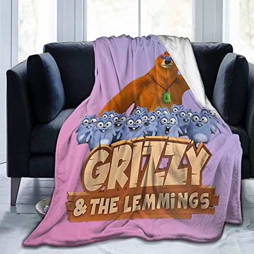 Decke für Grizzy und die Lemminge, ultraweiches Flanell-Fleece, Steppdecke, Sofa, Wohnzimmerdecke, 127 x 152 cm von Lawenp