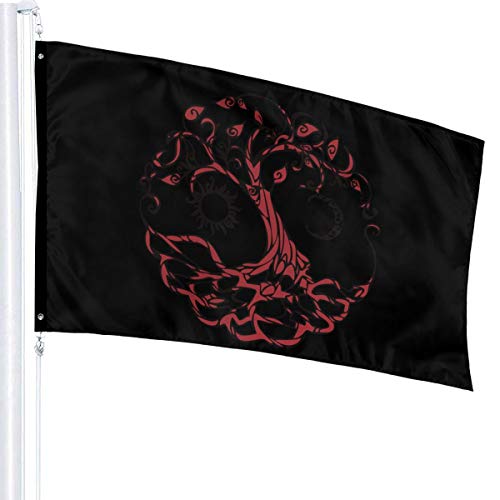 Flagge 3 x 5 Baum des Lebens Yin Yang 100% Polyester einlagige durchscheinende Flaggen 90 x 150 cm von Lawenp