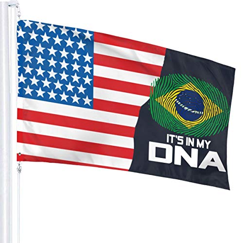 Flagge 3 x 5 Brasilien It's In My DNA 100% Polyester einlagige durchscheinende Flaggen 90 x 150 cm – Banner 3' x 5' von Lawenp
