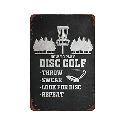 How to Play Disc Golf Blechschild Metallplakette Kunst zum Aufhängen Eisengemälde Retro Zuhause Küche Garten Garage Wanddekoration 30,5 x 20,3 cm von Lawenp