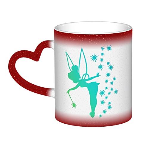 Kaffeebecher für Tinkerbell Lustiger Kaffeebecher mit personalisierter wärmeempfindlicher Tasse, Farbwechselbecher Rot von Lawenp