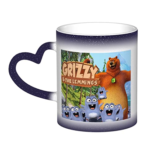 Kaffeetasse für Grizzlybär und die Lemminge Tabodi, die die magische Farbtemperatur ändern, wärmeempfindliche Kaffeetassen (314 ml), blau von Lawenp