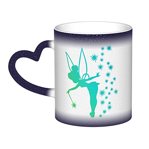 Kaffeetasse für Tinkerbell Lustige Kaffeetasse mit personalisierter wärmeempfindlicher Tasse, Farbwechselbecher Blau von Lawenp