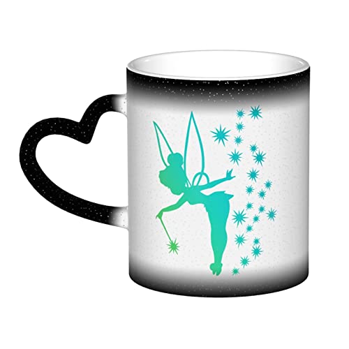 Kaffeetasse für Tinkerbell Lustige Kaffeetasse mit personalisierter wärmeempfindlicher Tasse, Farbwechselbecher Schwarz von Lawenp