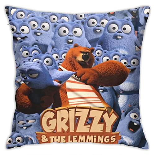 Lawenp Anime-Kissenbezug, Damen, Herren, weicher Kissenbezug für Wohnzimmer, 45,7 x 45,7 cm, Blau, Anime/Cartoon, Grizzy, Reißverschluss, Innen, Dekoration im Wohnzimmer, 1 Stück von Lawenp