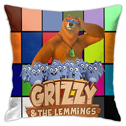 Kissenbezug für Grizzy und die Lemminge für das Wohnzimmer, Kissen mit Reißverschluss, dekorative Überwurfkissen (doppelseitig), Größe 45,7 x 45,7 cm von Lawenp