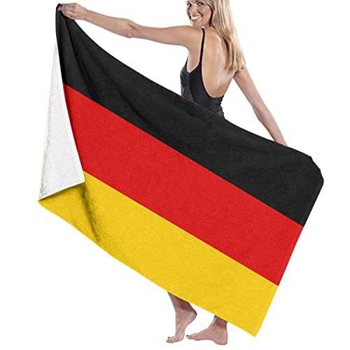 Lawenp Badetuch mit Deutscher Flagge, Strandtuch, große Pooltücher, sehr saugfähige, weiche und schnell trocknende Badetücher von Lawenp