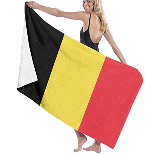 Lawenp Badetuch mit belgischer Flagge, Strandtuch, große Pooltücher, sehr saugfähige, weiche und schnell trocknende Badetücher von Lawenp