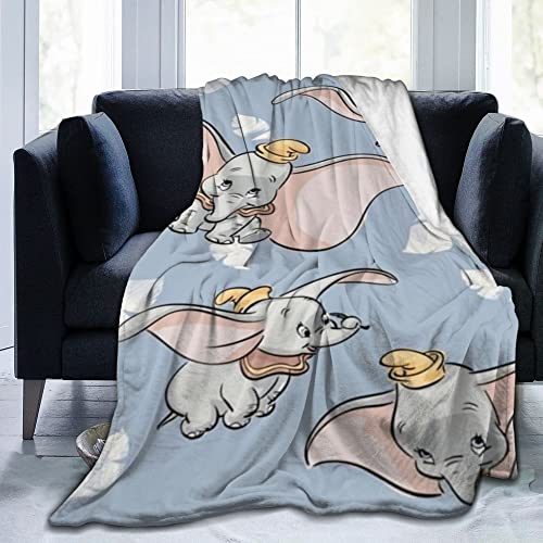 Lawenp Decke für Dumbo, weiche, leichte Plüsch-Flanell-Fleece-Decke mit Cartoon-Druckmuster für Couch, Sofa, Bett, Reisen, ganzjährig, Dekorationsdecke für Baby, Kinder, Jungen, Mädchen, 60"x80" von Lawenp