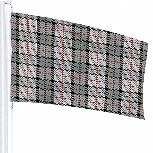 Plaid Flag Decor 3x5 Ft Tweed Square Mesh Lattice Plaid Tartan Twill Classic Line Repeat Gestreiftes Polyester-Druckmuster Outdoor-Dekor für Häuser und Gärten von Lawenp