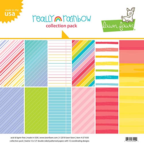Lawn Fawn, Really Rainbow Collection Pack, 12"x12" / 30,05x30,5cm, Block 12 Blatt von Lawn Fawn