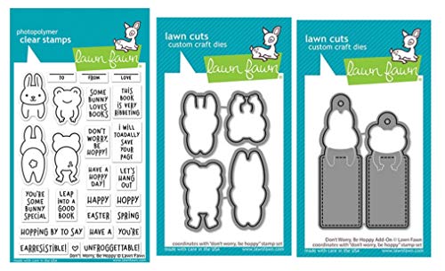 Lawn Fawn Don’t Worry Be Hoppy 4”x6” Clear Stamp Set and Coordinating Custom Craft Die Set (LF2232, LF2233, LF2234), Bundle of 3 Items von Lawn Fawn