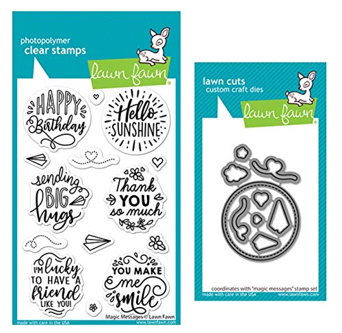 Lawn Fawn Magic Messages 4x6 Clear Stamp and Coordinating Dies, Bundle of 2 Items (LF2508, LF2509) von Lawn Fawn