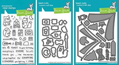 Lawn Fawn - S'More The Merrier Stamp and Die Set + Build-A-Campsite - 3 Item Bundle von Lawn Fawn