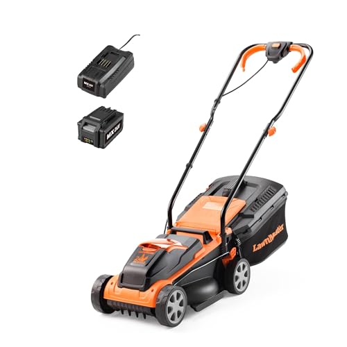 LawnMaster CLM2432K Sichelmäher Akku-Rasenmäher 24V 32cm Schnittbreite,150m²,25-65mm Schnitthöhe, inkl. 4,0 Ah Akku Batterie + Ladegerät von Lawnmaster