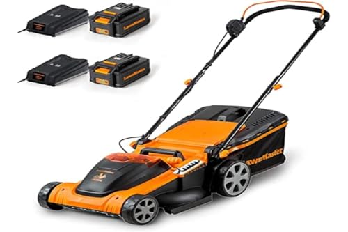 LawnMaster CLMF4841E Akku-Rasenmäher 48V Max 2x24V 4.0Ah Batterie, 41cm 450m² Mulchen 42L, 22-72mm 6-Stufige Schnitthöhenverstellung von Lawnmaster