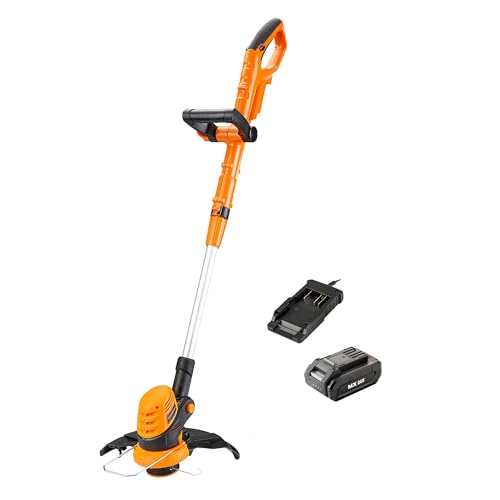 LawnMaster MX 24 V 25 cm Akku-Rasentrimmer und Kantenschneider, 3-in-1 batteriebetriebener Rasentrimmer, abnehmbares Rad-Set, MX 24 V Lithium-Ionen-Akku und Ladegerät, 2 Jahre Garantie von Lawnmaster