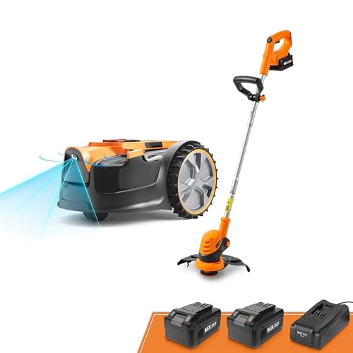 LawnMaster OcuMow™ Roboter-Rasenmäher mit kabellosem 24V MAX 10-Zoll-Gras-Trimmer-Kombi-Set, optische Navigation, automatische Hindernisvermeidung, punktgenauer Schnitt. von Lawnmaster