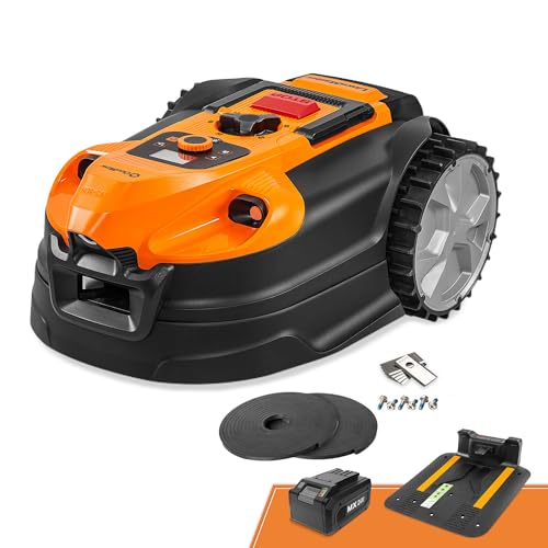 LawnMaster VBRM18AMID4R mähroboter ohne begrenzungskabel für bis zu 800㎡ 4ah Batterie Optische Navigation, Hindernisvermeidung, Automatische Ladestation, Verbotene-Zone-Funktion, WiFi & Bluetooth APP von Lawnmaster