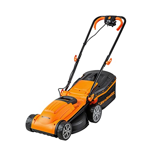 Lawnmaster MEB1434M Elektro Rasenmäher 1400W 34cm, bis 300㎡, 6-fache Schnitthöhenverstellung 20-70 mm, 32L von Lawnmaster